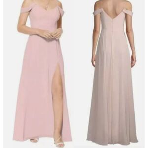 BILL LEVKOFF DRESS BLUSH PETAL PINK OFF SHOULDER BRIDESMAID DRESS SIZE 16 NWOT